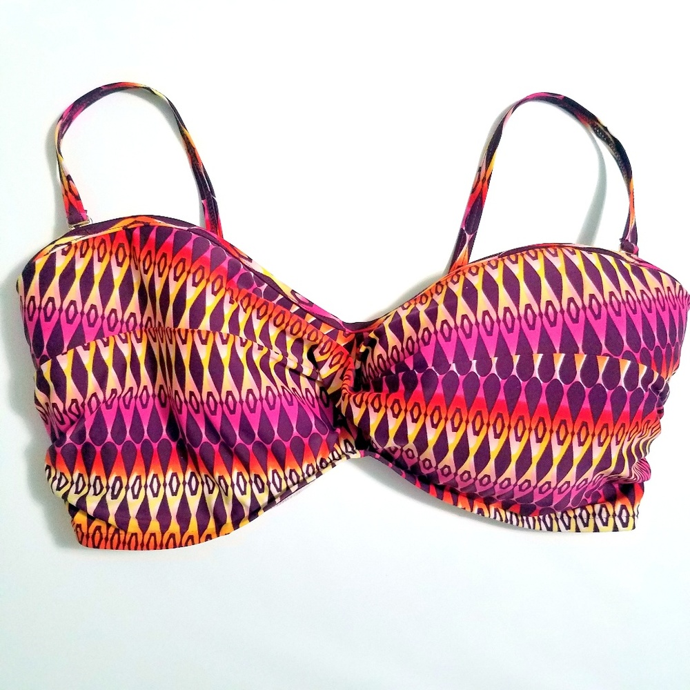 Sunsets 38G Bikini Top Bandeau Boho Tribal Swim